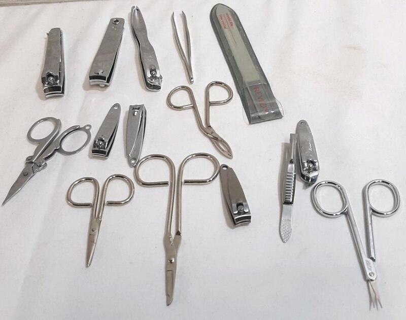 Lot of Various Scissors, Nail Clippers & Tweezers