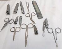 Lot of Various Scissors, Nail Clippers & Tweezers
