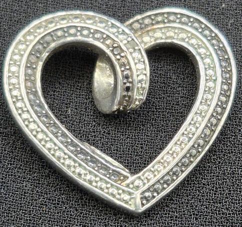 Heart Pendant Stamped 925 0.75"
