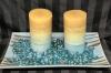 Lovely Home Decor Centerpiece - Ceramic Tray, Candles & Glass Beads