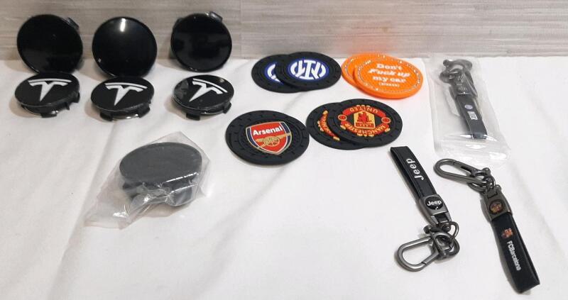 Lot of Hubcaps, Car Key Holders