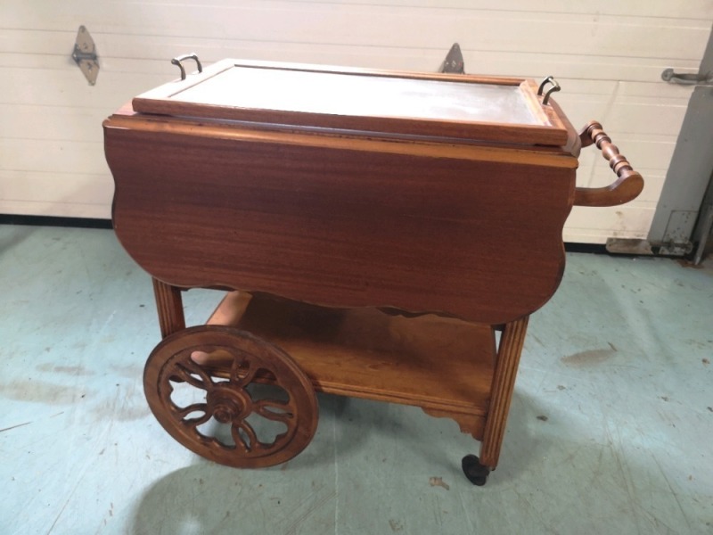 Vintage Wooden Tea Caddy with Glass Tray