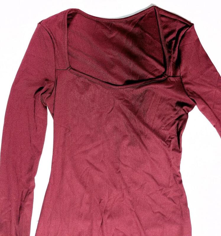 New Size Med Women's Ribbed Contour Boatneck Dress With Side Slit