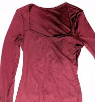 New Size Med Women's Ribbed Contour Boatneck Dress With Side Slit