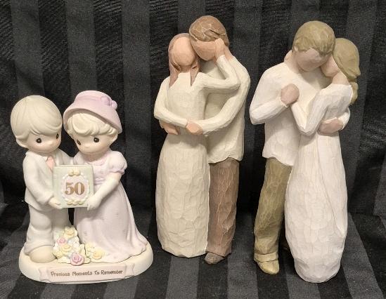 3 Collectible Figures - Willow Tree 9" Tall & Precious Moments 6.5" Tall