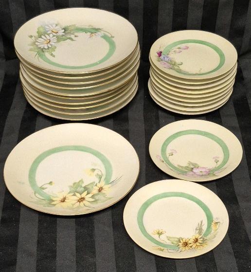 22 Vintage Bavaria Plates with Floral Patterns