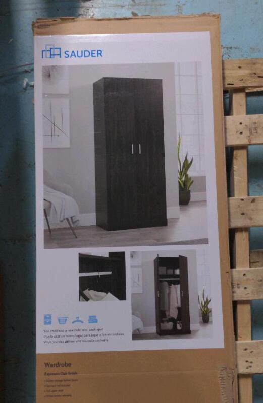 As New Sauder 2-Door Wardrobe Closet/Armoire Clothes Storage Cabinet Retails for $169.99