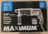 New - MAXIMUM 5.5A 5/8" Corded Variable Speed Rotary Hammer Drill w/Auxiliary Handle . Retail $140