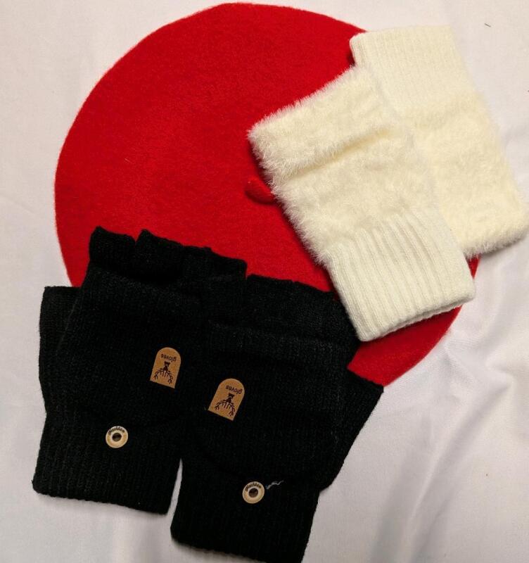 New Winter Apparel. 1 Hat, 2 Pairs of Different fingerless gloves.
