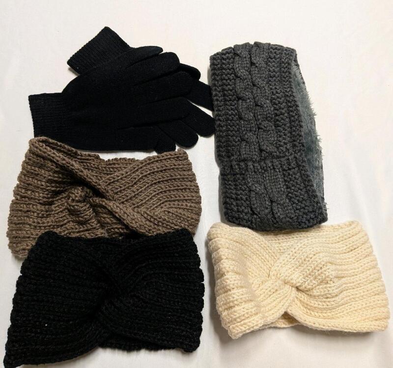 Winter Apparel Lots. 4 Headbands and 1 Pair of Gloves.