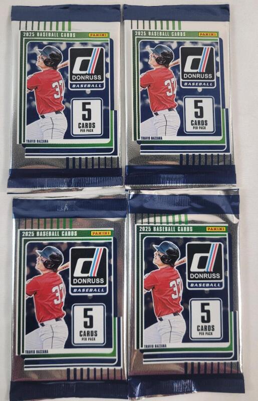 2025 Panini Donruss MLB Baseball Sealed Trading Card Wax Packs , Four (4) Packs