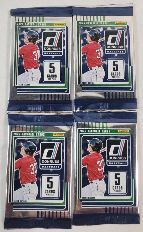 2025 Panini Donruss MLB Baseball Sealed Trading Card Wax Packs , Four (4) Packs