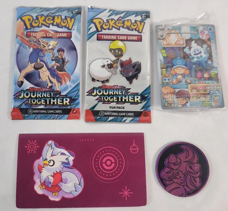 Pok&eacute;mon TCG Collector Lot . Two (2) Sealed Wax Packs , One (1) Sealed Card , Stickers & Game Disc