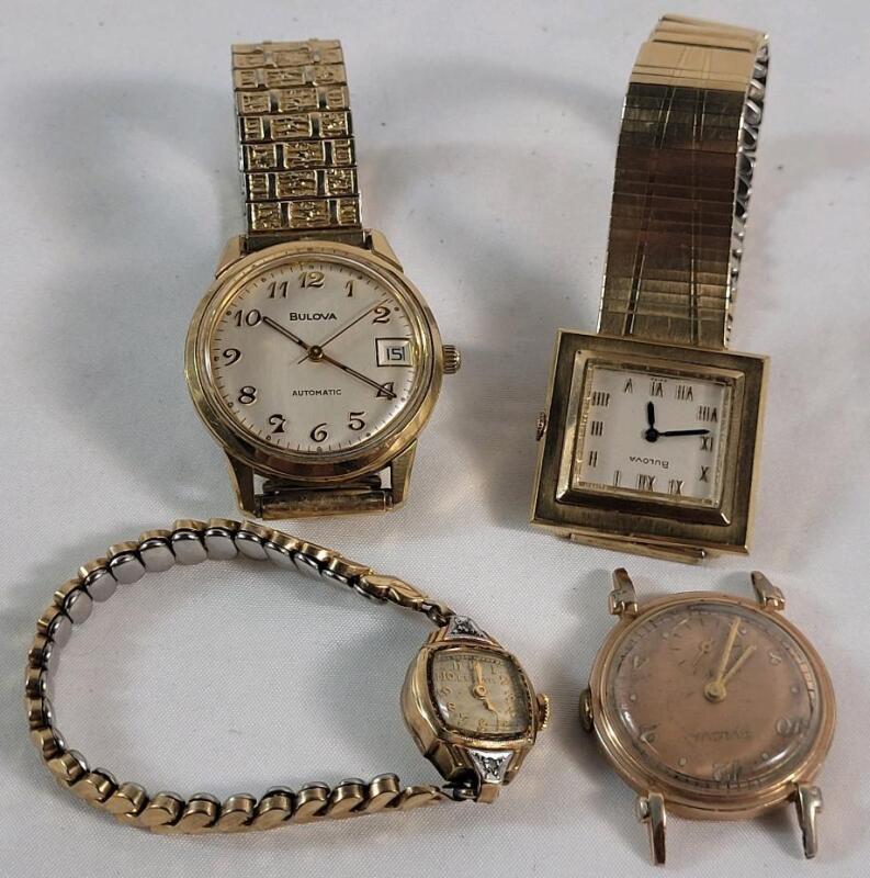 Four (4) Vintage BULOVA Watches . See Photos