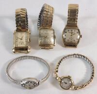 Five (5) Vintage Gold Filled Top Wrist Watches .