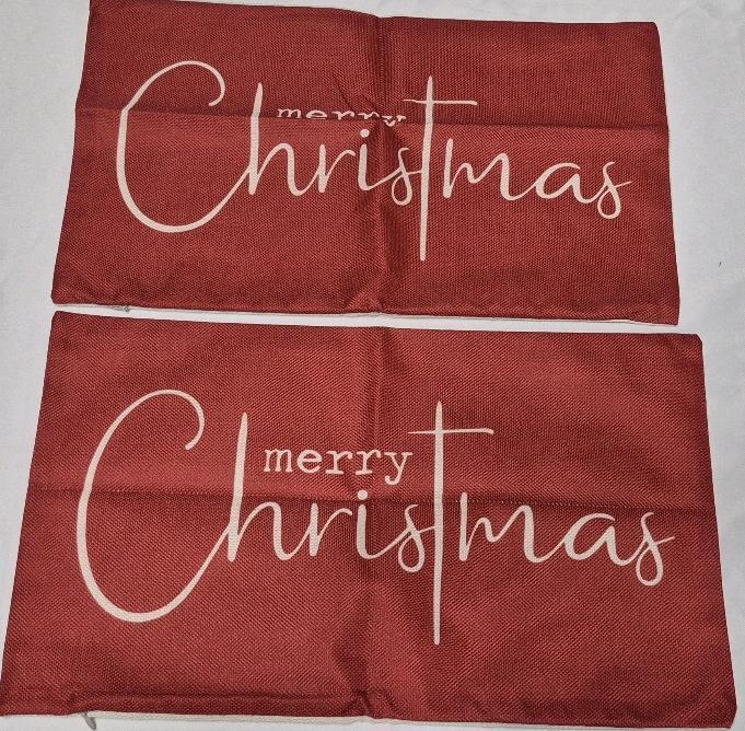 2 New Christmas Decorative Pillowcovers 19.5" x 11.5"