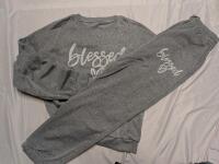 New Size Medium Woman Oversized 2 Piece "Blessed" Sweater and Sweatpants.