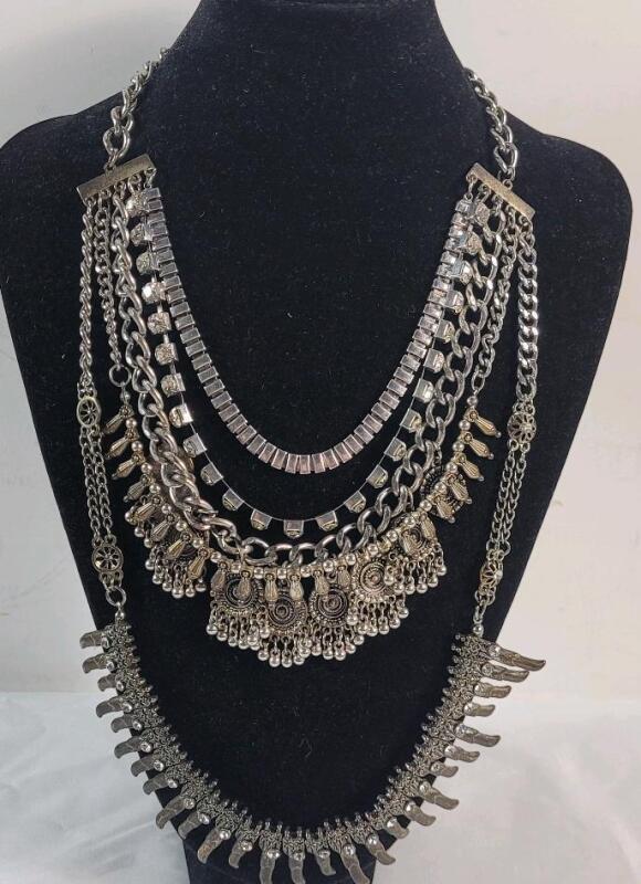 Vintage Bizou Bohemian Style Edgy Statement Necklace