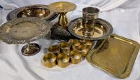 15 Vintage Pieces of Silver Plate & Other Metals. Tallest Measures 4.75"