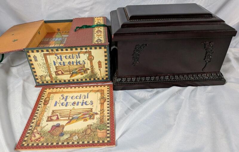 2 Storage Boxes with customizable Calendar. Largest Box Measures 13" by 8" by 7.5".