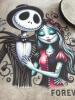 Disney Nightmare Before Christmas Jack Skellington & Sally Women's Long Wallet | RFID Blocking, Multiple Card Slots, 2 Zipper Compartments (Pink/Black/Grey) New approximately 7.4 x 3.8&rsquo;&rsquo; Stock photo added - 4
