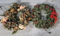 2 Artificial Holiday Wreaths 18" with Lights Working
