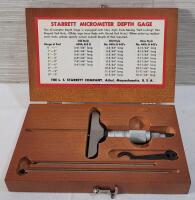 Vintage L S Starrett Micrometer Depth Gage No. 445 w/Original Box.