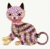 Amethyst Rhinestone Cat Tagged Betsey Johnson Brooch / Pendant Enameled Purple & AB Stones approximately 2.4 x 2.4&rsquo;&rsquo; stock photo added - 2