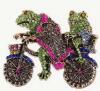 Retro Rhinestone Two Frogs on Bicycle Built for Two bijoux Brooch Approximately 1.75 x 2.20&rsquo;&rsquo; stock photos added - 4