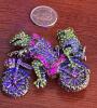 Retro Rhinestone Two Frogs on Bicycle Built for Two bijoux Brooch Approximately 1.75 x 2.20&rsquo;&rsquo; stock photos added - 6