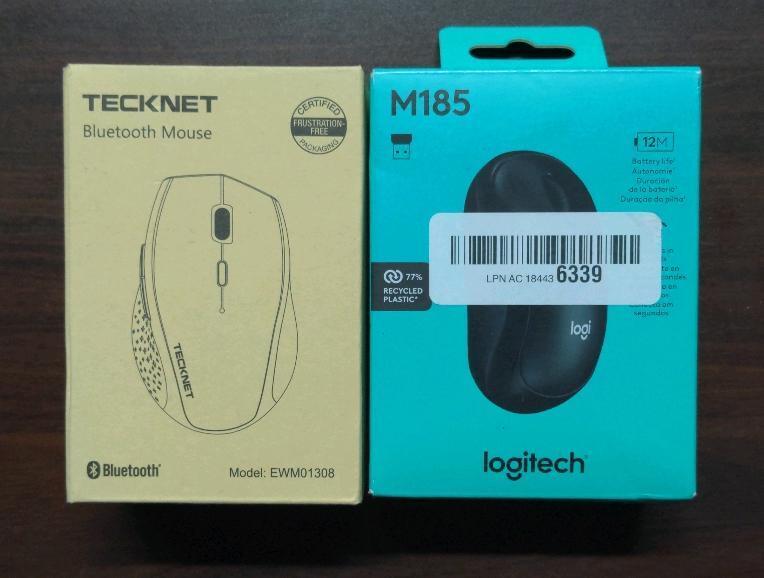 As New in Box M185 Logitech Wireless Mouse and Tecknet Bluetooth wireless mouse