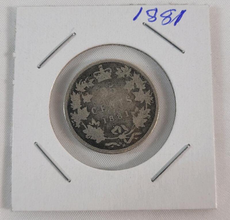 1881 Canadian Silver 25 Cent Quarter