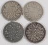 1883 - 1900 Canadian Silver 5 Cent Nickels . 1883 , 1899 &times;2 & 1900 . Four (4) Coins