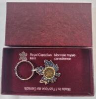 Royal Canadian Mint Maple Leaf w/Coin Insert Keychain in Original Box . See photos for size