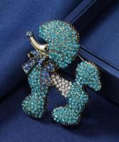 Elegant Blue Rhinestone Poodle Brooch - Sparkling with Glass Bead Detail Approximately 2 x 2.25&rsquo;&rsquo; stock photos added