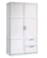 As New in Box Sauder 2-Door 2-Drawer Wardrobe/Armoire Clothes Storage Cabinet With Hanger Rod, White, Retail's for $309.99