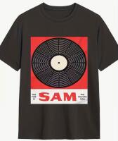 New Size XL SAM THE RECORD for Man Canada Vintage Retro Music T-Shirt - Black Unisex 100% Cotton Relaxed Fit Short Sleeve Tee with Red & White Vinyl Record Graphic, Bold SAM THE RECORD Man Stock photos added Machine Wash