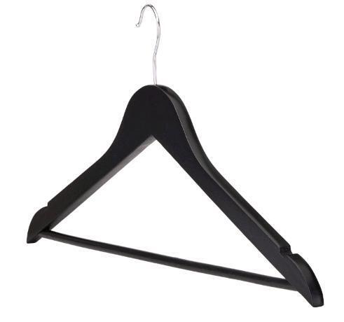 13 As New Type A Natural Slim Anti-Slip Wood Hangers with Pants Bar, Black, Retail's for $15.99