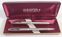 Vintage 1970s Sterling Silver Sheaffer Imperial Ballpoint Pen & Mechanical Pencil " Grape & Vine " Set w/Case .