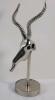 Vintage Polished Metal Antelope Head Sculpture on a Stand . Measures 13 ⅝" tall . - 2