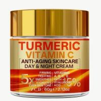 New 60g 5x Firming Turmeric Vitamin C Day & Night Cream | Hydrates with Hyaluronic Acid, Retinol, Collagen, Vitamin E, Non-Greasy Hyaluronic Acid Serum expires 2028/05/27 stock photos added