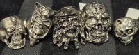 5 As New SKULL Rings sz 7.5 - 9