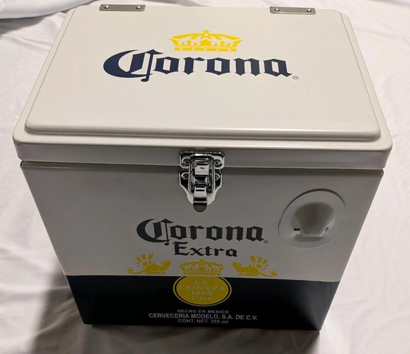 Corona Metal Cooler. 12" Tall. Appears Unused.