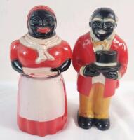 Vintage 1950s Black Americana Aunt Jemima & Uncle Moses Plastic Salt and Pepper Shakers . Measures 5 &frac14;" tall