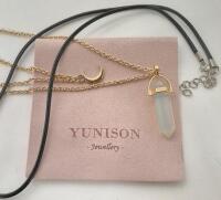 New Yunison Sea Opal Pendant Chain 19" & Leather 18" Necklace