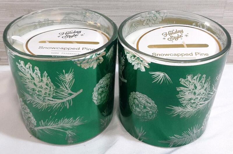 New Holiday Style Snowcapped Pine Wax Candles