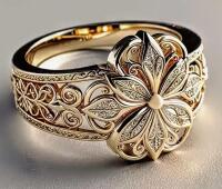 Elegant KC Size 10 Ring with Exquisite Floral Design Vintage Bohemian Lacy Style Fine Craftsmanship