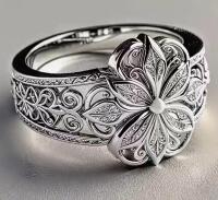 Elegant KC Size 12 Ring with Exquisite Floral Design Vintage Bohemian Lacy Style Fine Craftsmanship