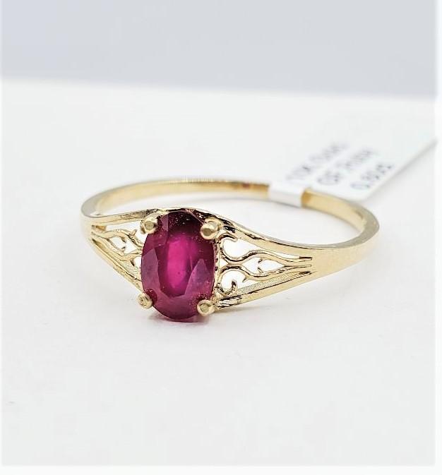 10KT Yellow Gold Natural Enhanced Ruby (0.60ct) Ring, Size 6.25, W/A $670 with appraisal
