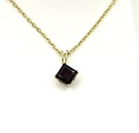14KT Yellow Gold Natural Garnet Pendant with Gold Plated Sterling Silver Chain, Retail $300.00. Garnet is the birthstone for January.